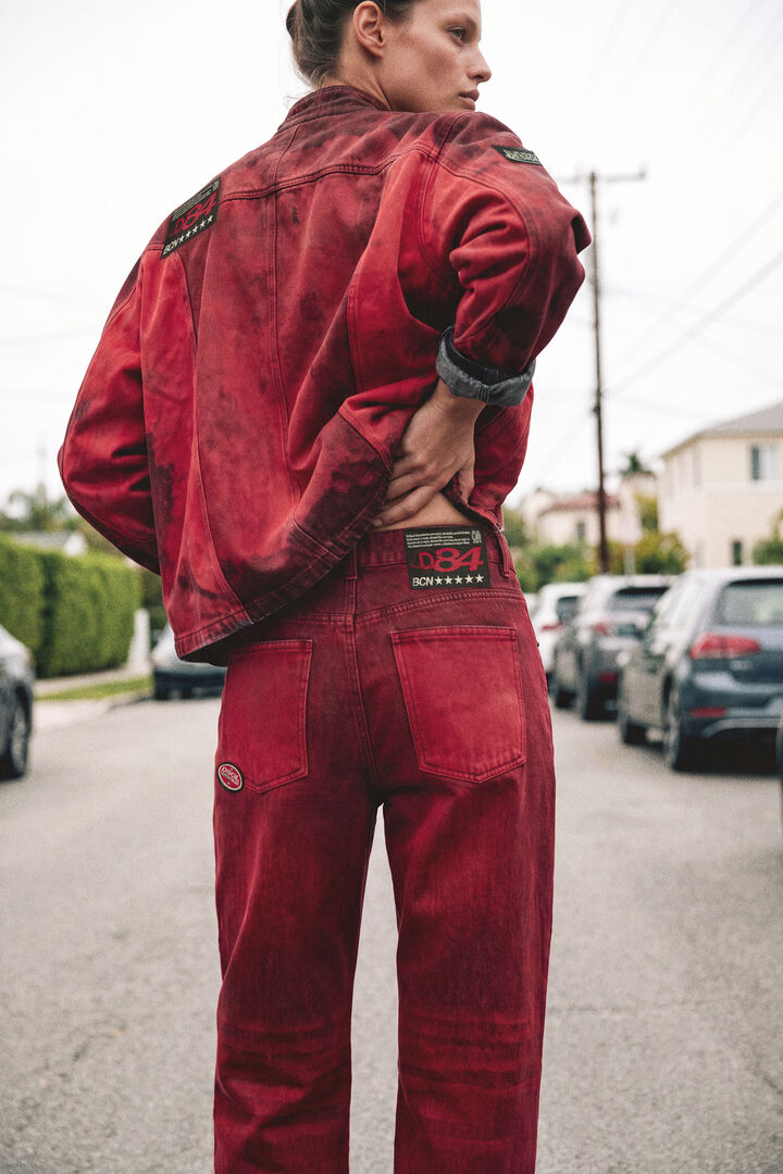 Paneled denim pants